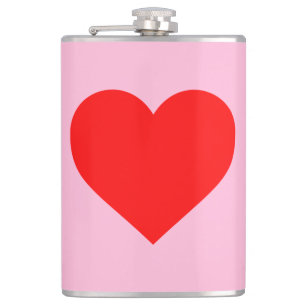 Rode hartslag pastel roze heupfles