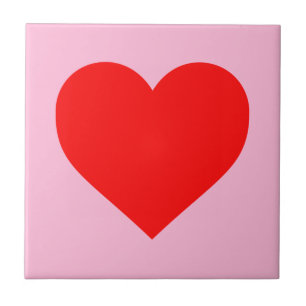 Rode hartslag pastel roze tegeltje