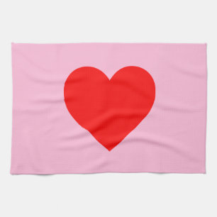 Rode Hartslag Pastel Roze Theedoek