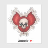 Rode hartspier in botvorm hart schedel sticker (Vel)