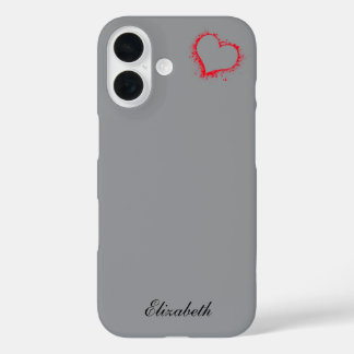 rode hartvorm kleurrijke achtergrond gepersonalise iPhone 16 hoesje