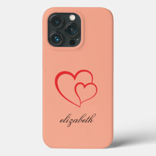 rode hartvorm kleurrijke achtergrond gepersonalise iPhone 13 pro hoesje