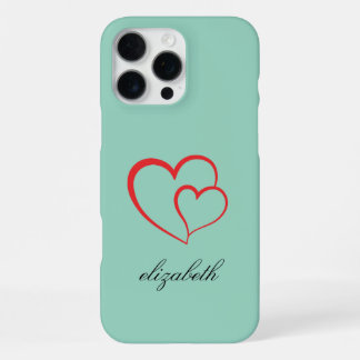 rode hartvorm kleurrijke achtergrond gepersonalise iPhone 16 pro max hoesje