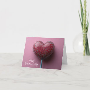 Rode hartvormige Lollypop Valentijnsgroet Feestdagen Kaart