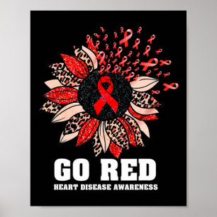 Rode hartziekte Bewustmakingsmaand Zonnebloem Poster