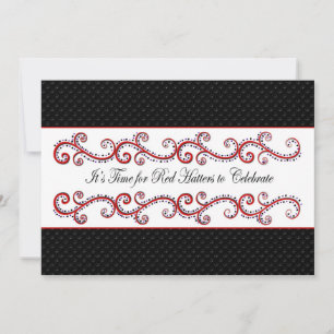 RODE HATTER-INVITATIE - FANCY ZWART/BLK/RED KAART