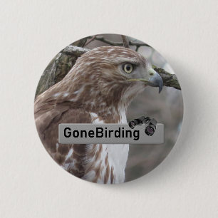 Rode Hawk Birding magnet Ronde Button 5,7 Cm