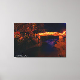 Rode Heilige Brug Rivier Nacht Japan Foto Canvas Afdruk