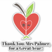 Rode helft appel leraar's waardering Dank u Sticker (Voorkant)