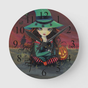 Rode hemden van oktober Halloween Clock Ronde Klok