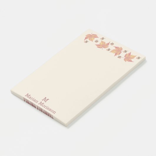 Rode Herfst Herfst Bladeren Eikels Persoonlijk Post-it® Notes (Schuin)