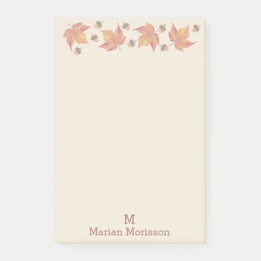 Rode Herfst Herfst Bladeren Eikels Persoonlijk Post-it® Notes (Voorkant)