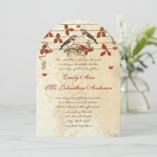 Rode Herfst Leaf Lovebird Wedding Kaart