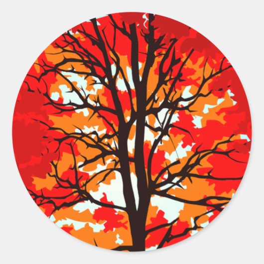 Rode Herfst Ronde Sticker (Voorkant)