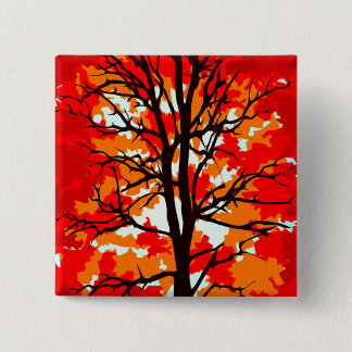 Rode Herfst Vierkante Button 5,1 Cm