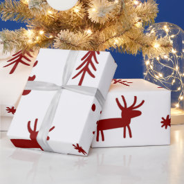 Rode Herten in Bos Illustratie Witte Kerstmis Cadeaupapier