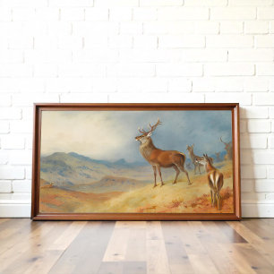 Rode Herten In Een Hooglandschap, Kunst Poster