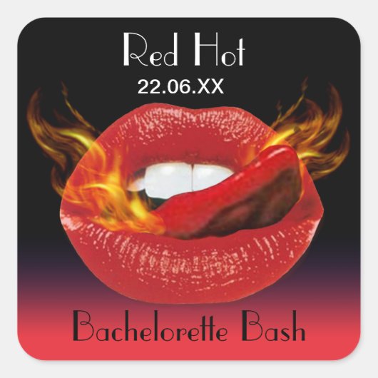 Rode Hete Bachelorette Bash Seal Vierkante Sticker (Voorkant)