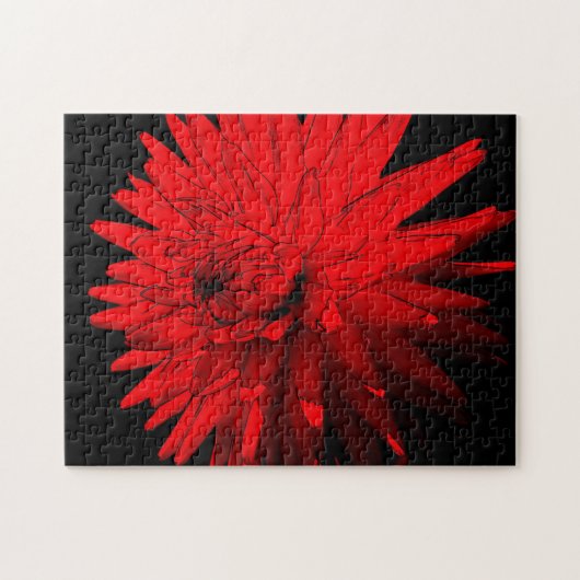 Rode Hete Dahlia Bloem Abstracte Kunst Legpuzzel (Horizontaal)