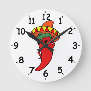 Rode Hete Kawaii Peper Diva Mexicaanse Hoed  Ronde Klok