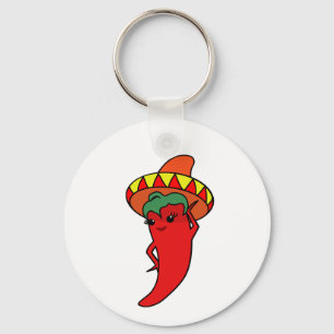 Rode hete peper diva Mexicaanse Sombrerob Sleutelhanger