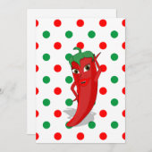 Rode Hete Peper Diva Rood Groen Stippen Uitnodigin Kaart (Voorkant / Achterkant)