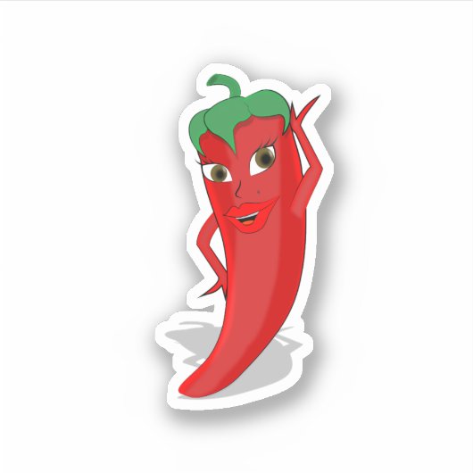 Rode Hete Peper Diva Sticker (Voorkant)