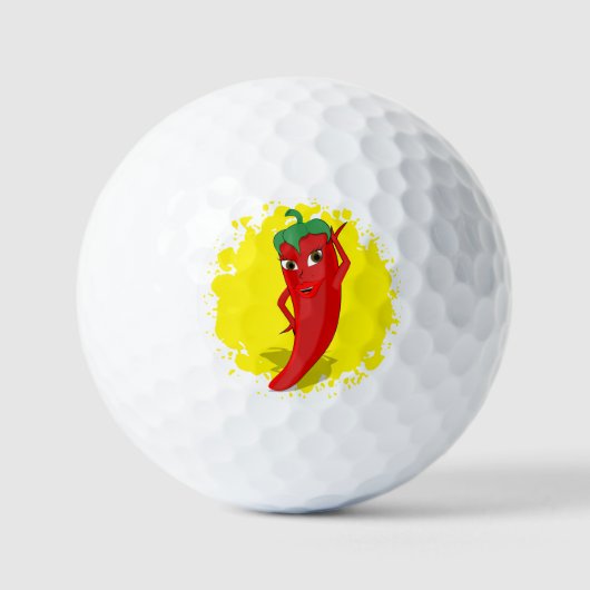 Rode Hete Peper Diva Verf Splatter Golfballen (Voorkant)