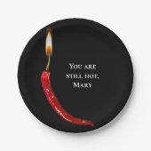 Rode hete peper met kaarsvlam verjaardag papieren bordje (Voorkant)