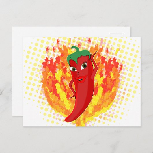 Rode hete peper vuur vlammen briefkaart (Voorkant / Achterkant)
