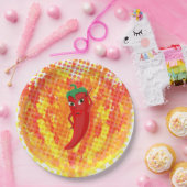 Rode hete peper vuur vlammen papieren bordje (Feest)