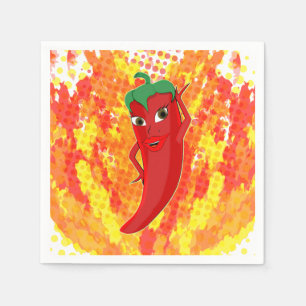 Rode hete peper vuur vlammen servet