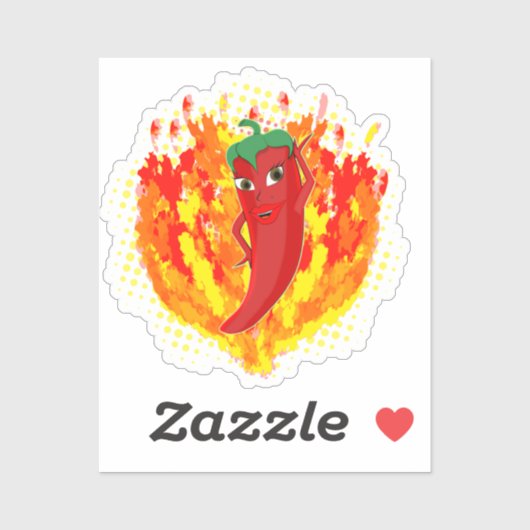 Rode hete peper vuur vlammen sticker (Vel)