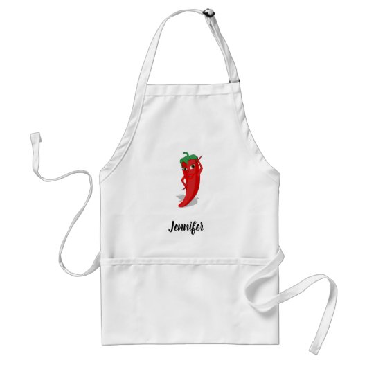 Rode Hete Pepper Diva Douanenaam Standaard Schort (Voorkant)