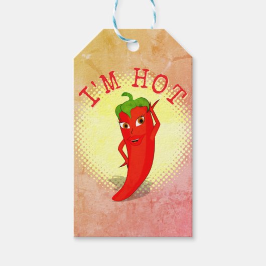 Rode Hete Pepper Diva Stijl Print Cadeaulabel (Voorkant)