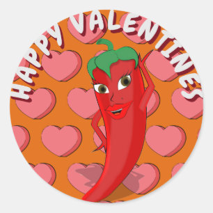 Rode Hete Pepper Diva Valentijnse Ronde Sticker