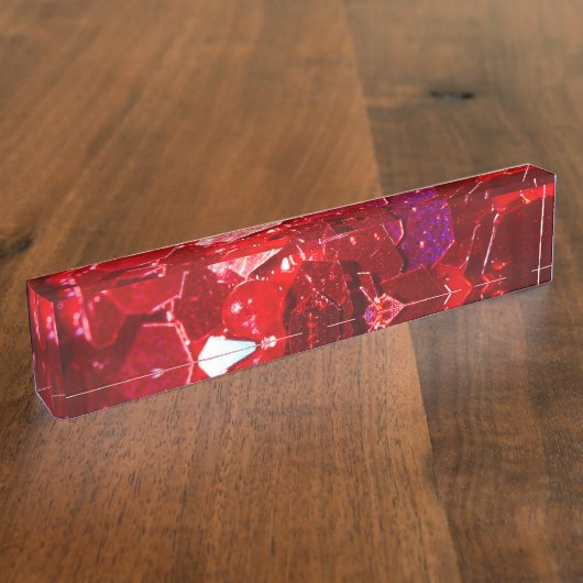 Rode hexagon abstract glanzend glanzend patroon naambordje (Zijkant)