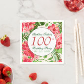 Rode Hibiscus 100ste verjaardag Party Papier serve Servetten (Insitu)