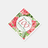 Rode Hibiscus 100ste verjaardag Party Papier serve Servetten (Hoek)