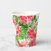 Rode Hibiscus 60e verjaardag Party Paper Cup Papieren Bekers (Achterkant)