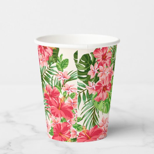 Rode Hibiscus 60e verjaardag Party Paper Cup Papieren Bekers (Rechts)