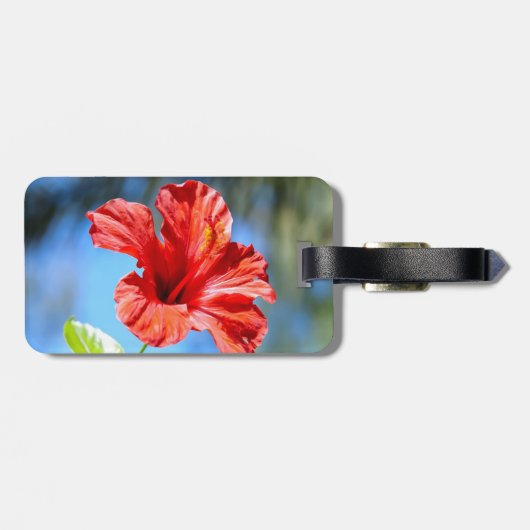 Rode Hibiscus Bagage Labels (Achterkant horizontaal)