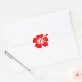 Rode hibiscus-bloem ronde sticker (Envelop)