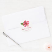 Rode Hibiscus Bloem Tropische Bruiloft Stickers (Envelop)