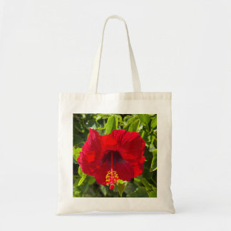 Rode Hibiscus Bloem – Tropische Natuur Boodschappe Tote Bag
