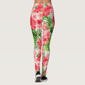 Rode Hibiscus Bloem Witte Achtergrond leggings (Achterkant)