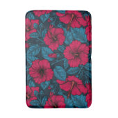Rode hibiscus bloemen badmat (Voorkant Verticaal)