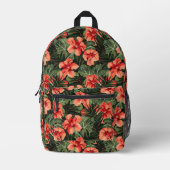 Rode Hibiscus Bloemen Bedrukte Rugzak (Voorkant)