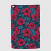 Rode hibiscus bloemen golfhanddoek (Voorkant)