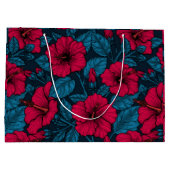 Rode hibiscus bloemen groot cadeauzakje (Achterkant)